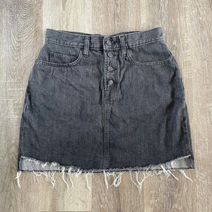GAP Vintage Black Button Fly Denim Mini Skirt - Size: 28